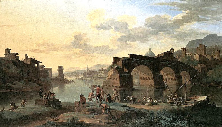 Jacob de Heusch, Vue du Tibre avec le Ponte Rotto